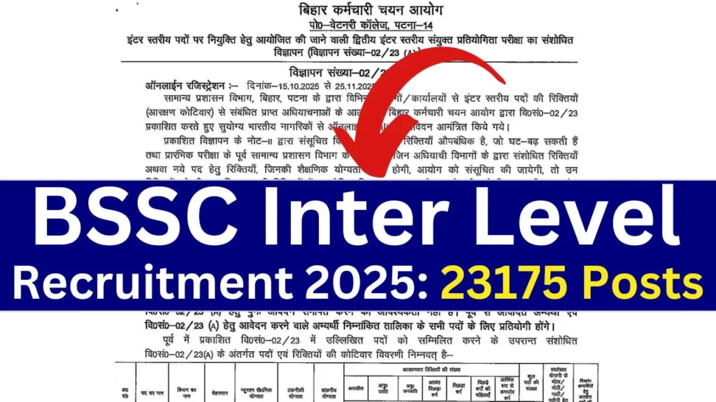 BSSC Inter Level Recruitment 2025