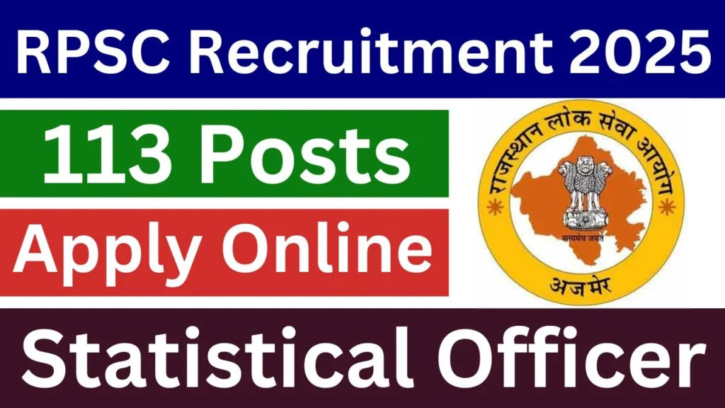 RPSC Recruitment 2025 113Posta Apply Online Statistical Officer 