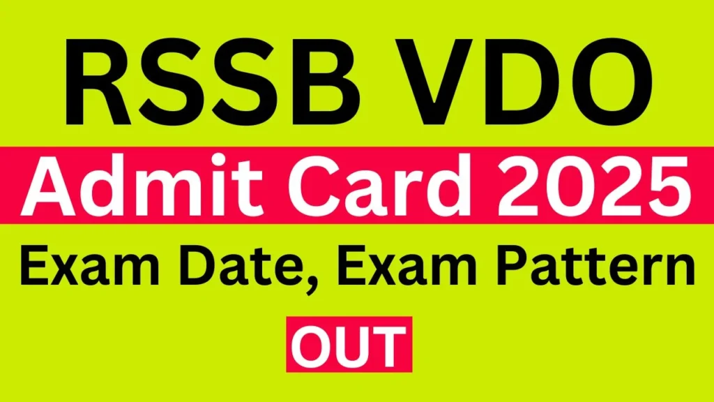 RSSB VDO Admit Card 2025 Exam Date, Exam Pattern OUT