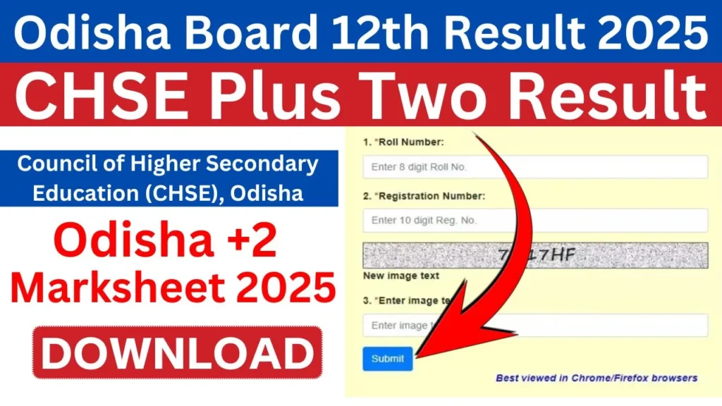 Odisha Board 12th Result 2025 CHSE plus Two Result Council of Higher Secondary Education (CHSE), Odisha odisha+2 Marksheet 2025 DOWNLOAD
