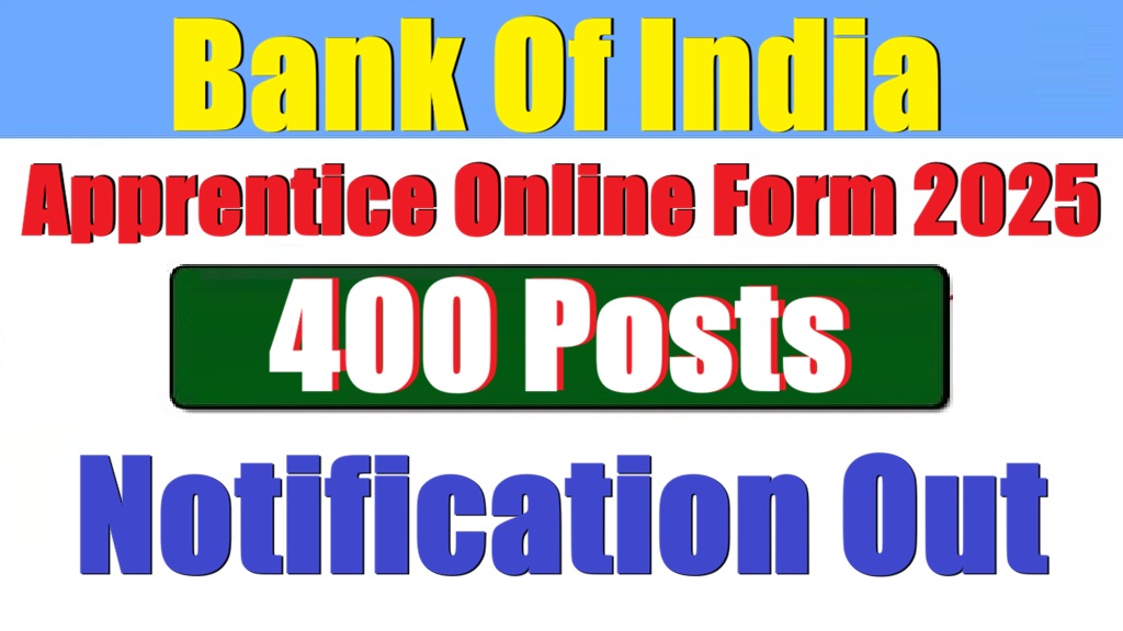 Bank Of India Apprentice Online Form 2025 400 Posts Notification Out 