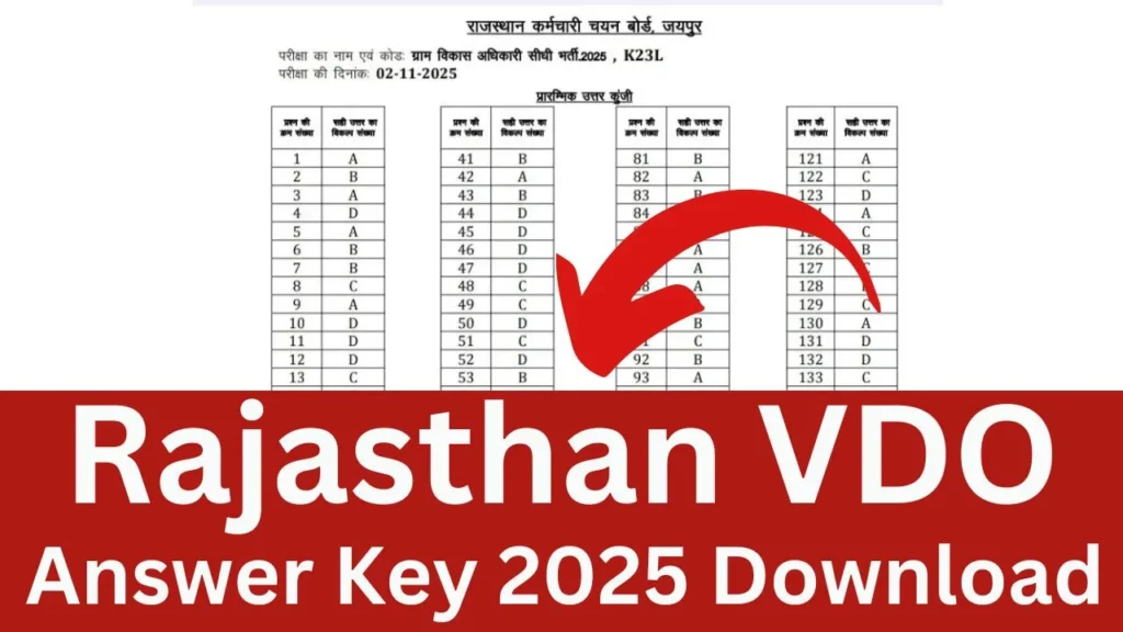 Rajasthan VDO Answer Key 2025 Download