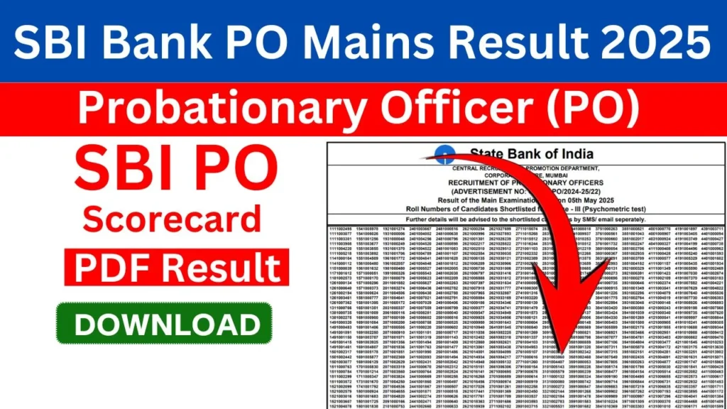 SBI Bank PO Mains Result 2025 Probationary officer (PO) SBI PO Scorecard PDF Result DOWNLOAD