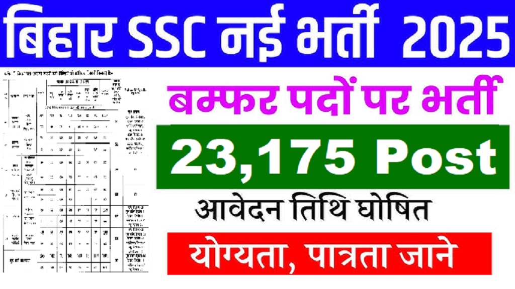 बिहार SSC नई भर्ती 2025

बम्पर पदों पर भर्ती

23,175 Post

आवेदन तिथि घोषित

योग्यता, पात्रता जाने