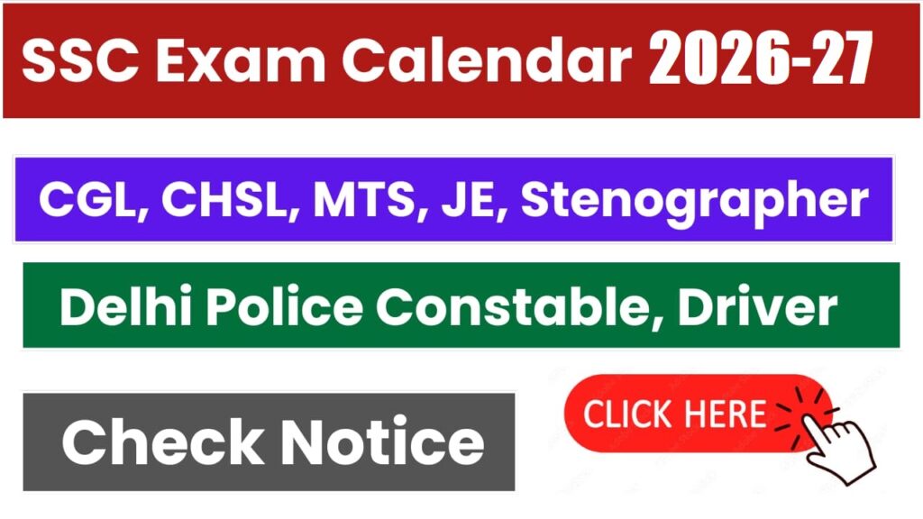 SSC Exam Calendar 2026-27