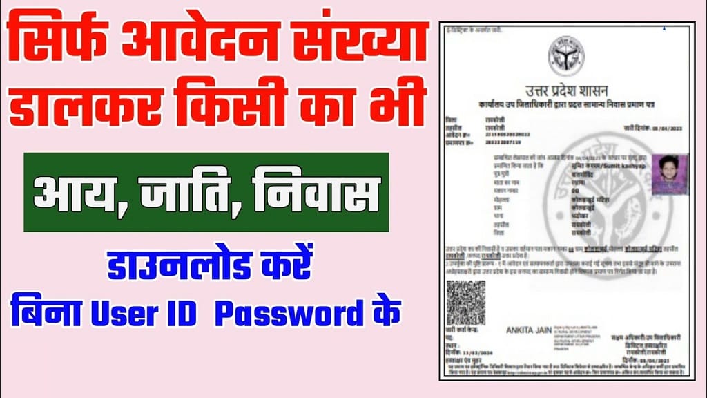 सिर्फ आवेदन संख्या डालकर किसी का भी आय, जाति, निवास